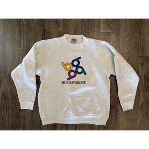 VTG 90s Ski Crewneck Sweatshirt Breckenridge Colorado Oneita Made In USA Sz L